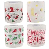 ELAYARD 4 Rollos Papel Higiénico de Navidad Doble con Diseños Festivos Papá Noel y Árbol de Navidad para Decoración de Baño y Fiesta Navideña