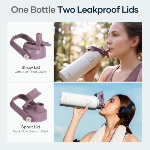 Image of BUZIO Triple Wall Vacuum Water Bottle with Dust-Proof Straw & Spout Lids