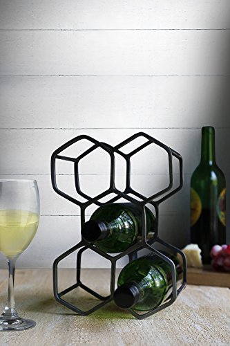 Navidad Regalos hierro forjado botellero soporte para botellas con Natural con recubrimiento en polvo en carbono Negro Hierro Acabado con capacidad para cinco botellas