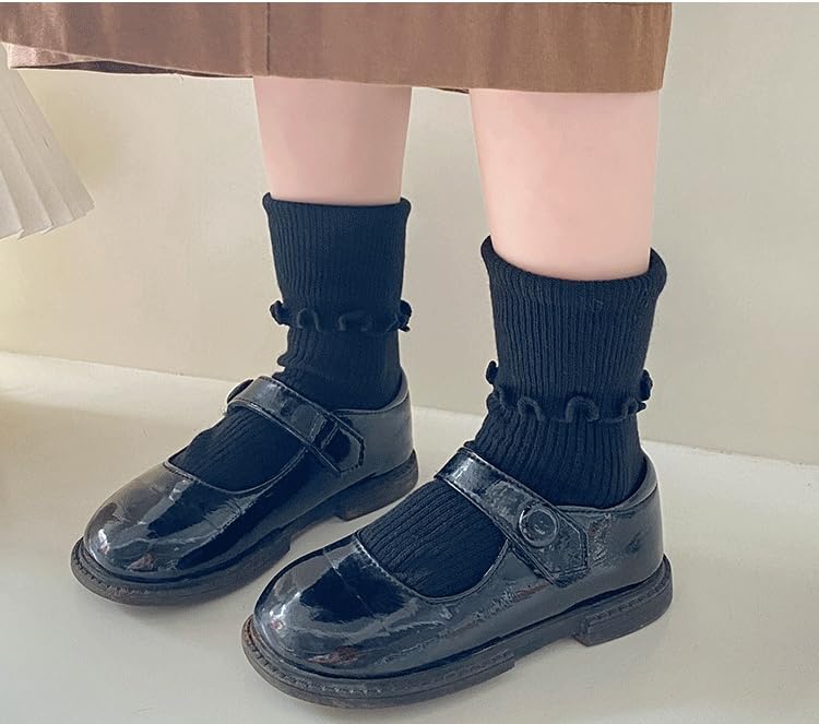 MarJunSep Ruffle Socks for Girls Kids Cute Frilly School Uniform Ankle Crew Dress Socks White 4 6 8 10 Years Old2