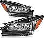 SCITOO Headlight Assembly Fits For Ford For Escape 2013-2016 headlamp in Black Housing Amber Reflector Clear Lens