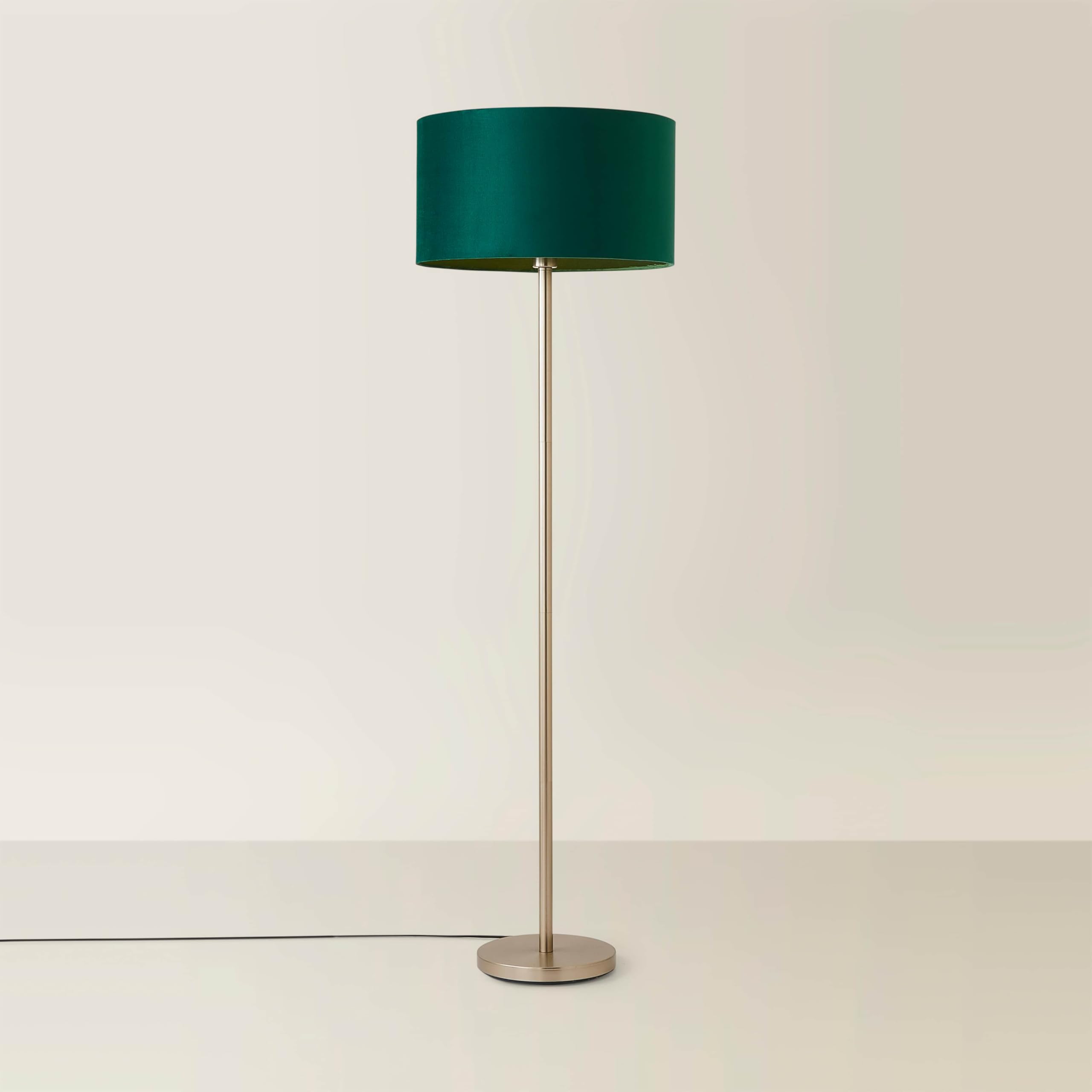 Valuelights Charles Chrome Floor Lamp With Green Velvet Shade from B&Q