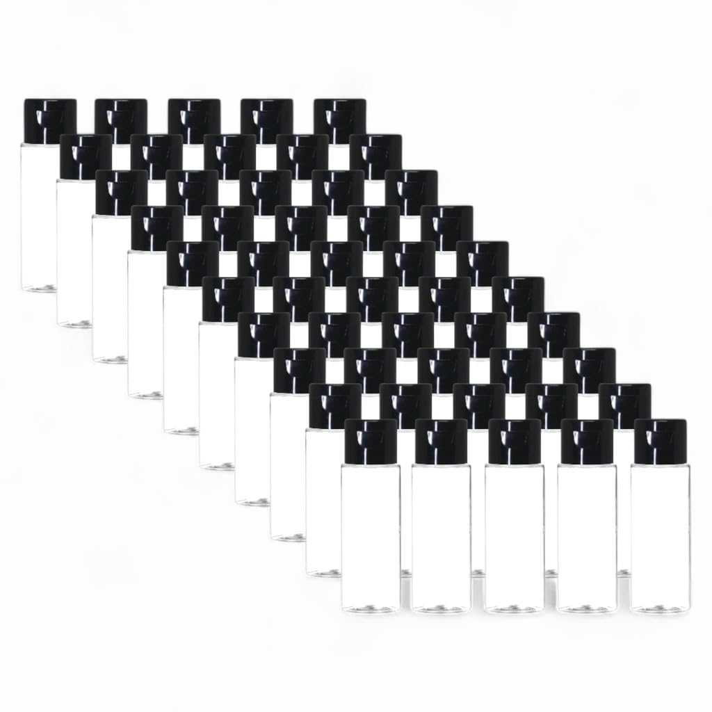 Thinqkart Selec 50Pcs 30ml Empty Clear Plastic Bottles Refillable Travel Size Cosmetic Containers Small Leak Proof Squeeze Bottles with Black Flip Top Cap for Toiletries,Shampoo.-image-45