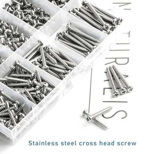 Tornillos autorroscantes M3 cabeza redonda acero inoxidable 410 pcs miniatura 3