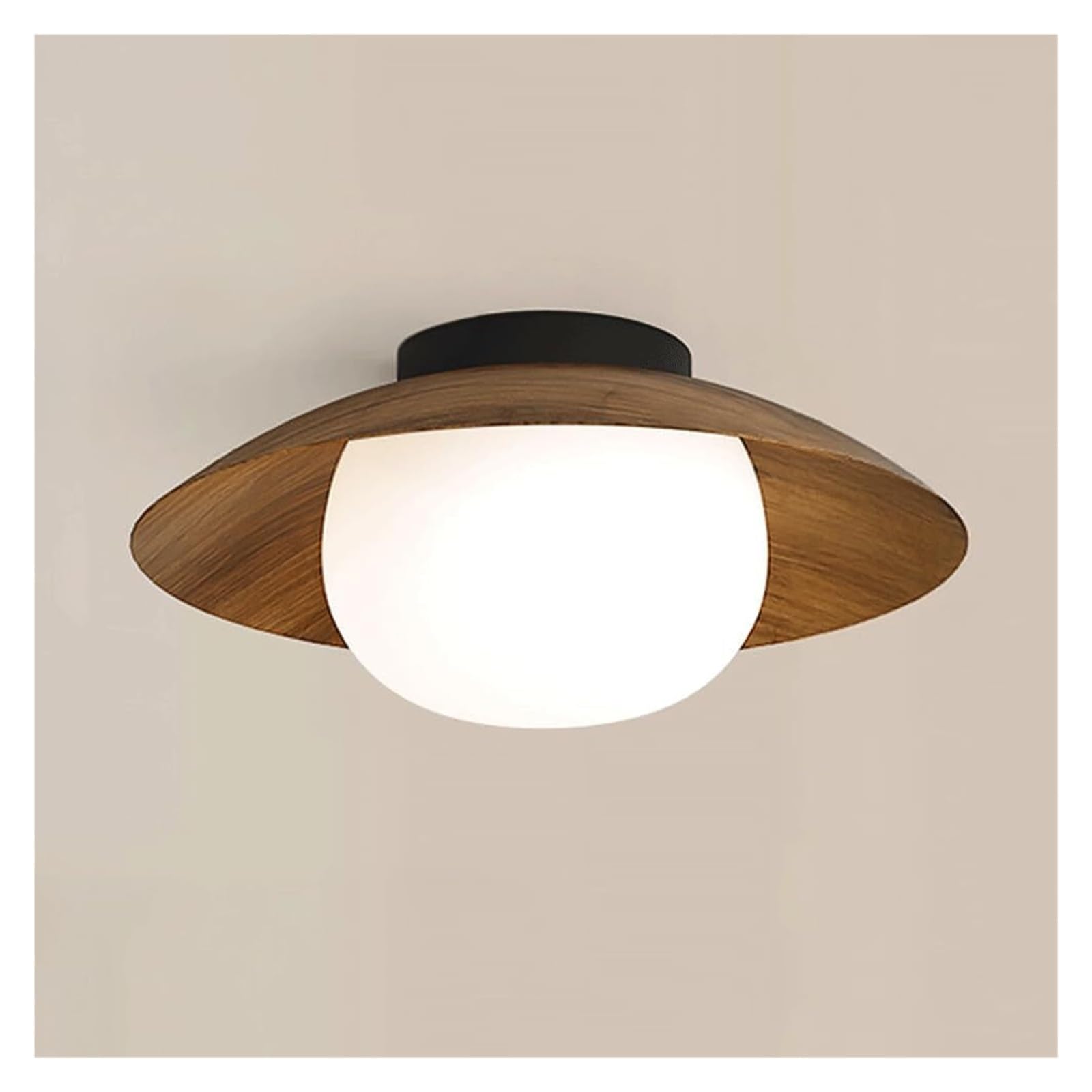 Japanese Wabi Sabi Style Wood Grain Semi Flush Mount Bedroom Ceiling Light Nordic Retro Round Close To Kitchen Ceiling Lamp Modern Minimalist Hallway Chandelier For Living Room Aisle Stairs(35CM)