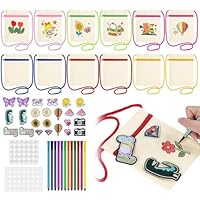 BLISSIQUEE Fabric Bags for Painting Set,12 Canvas Bags & 12 Colour Fabric Pens for Cothes, DIY Craft Bag, Plain Tote Bag to Decorate,Girls Handbag for Craft Gifts, Children's Birthday School, Trave