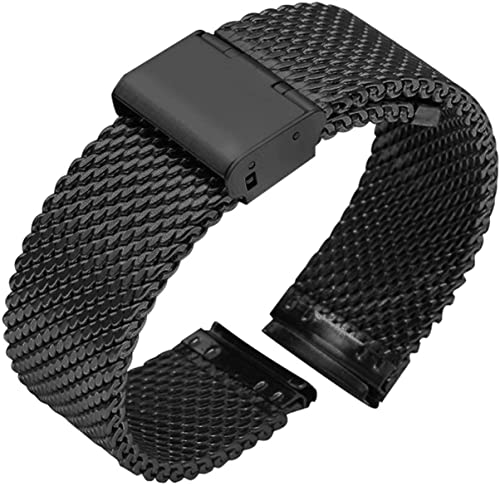 Bracelet de montre en acier inoxydable noir 18mm à 24mm à dégagement rapide