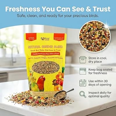 Birds LOVE All Natural Garden Blend Bird Food for Small Birds - Lovebirds, Cockatiels, Parakeets and Parrotlets 2lb