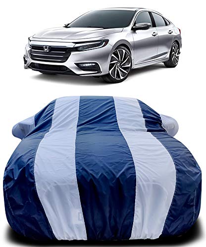 Image of PURPLEHEART Car Body Cover Compatible with Honda City Facelift (2020-2021) Mirror Pocket Triple Stitched Bottom Elastic Water Resistant UV Protection & Dustproof Car Cover-Blue & White