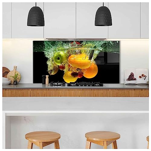 Tempered Glass Kitchen Backsplash, Stove Back Cover, Stove Splashback, Cutting Board, Kitchen Decor Tile, Home Wall Decor (55x27’’)