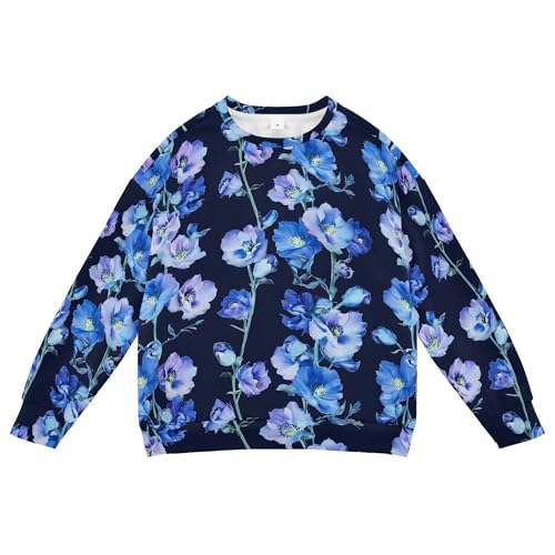 JUNZAN Safari Delphinium Navy Blue Big Boys Hooded Sweatshirt Long Sleeve Hoodie for Boys Camping 4T