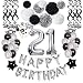 21st Birthday Decorations,21st Happy Birthday Decorations Balloons Party Supplies,21 Birthday Balloons Banners Confetti Hanging Swirls Paper Pompoms Cake Topper,for Her Women Girls Man