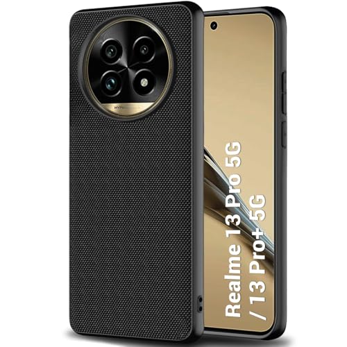 Image of TheGiftKart Back Cover Case for Realme 13 Pro / 13 Pro Plus 5G | Slim & Lightweight | Ultra-Premium Design | Camera Protection Bump | Fabric Texture Case Cover (PC & TPU, Black)
