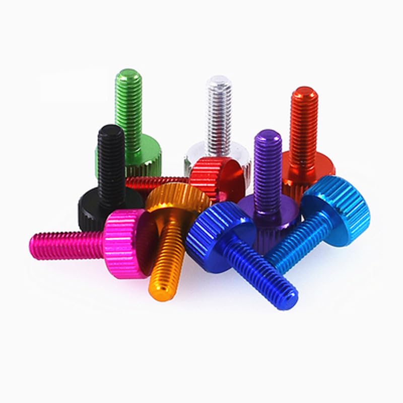 4PCS Thumb Knurled Screw Adjustment Hand Twist Bolts Multicolor Screws Aluminum alloy M5x8mm - (Color: Brown orange)
