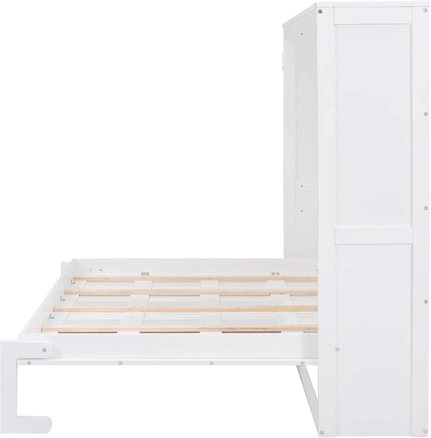 P PURLOVE Murphy Bed Queen, Modern Wall Bed with Dual Piston Metal Folding Mechanism, Wood Murphy Bed Frame for Adult, Teenager, No Box Spring Needed (White)