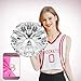 Hlonon 4 Pack Cheerleader Pom Poms Sports Dance Cheer Plastic Pom Poms Cheerleading for Sports Team Spirit Cheering (White Silver,50g)