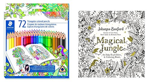 Crayons de couleur Staedtler et livre Johanna Basford à offrir