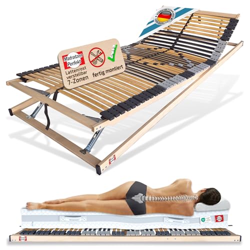 Ehrenkind® Reisematratze Go! | Reisebett Matratze 60 x 120 | Babymatratze 60x120cm | FALTBAR, aus hochwertigem Schaum mit waschbarem Hygienebezug in praktischer Tragetasche 3 Matratzen Perfekt Lattenrost mit 7 Liege-Zonen und Kopf- sowie Fußverstellung, 5-fachen Härte-Regulierung und Kautschukaufhängungen, orthopädisches Bettrost aus Schichtholz (140 x 200 cm)