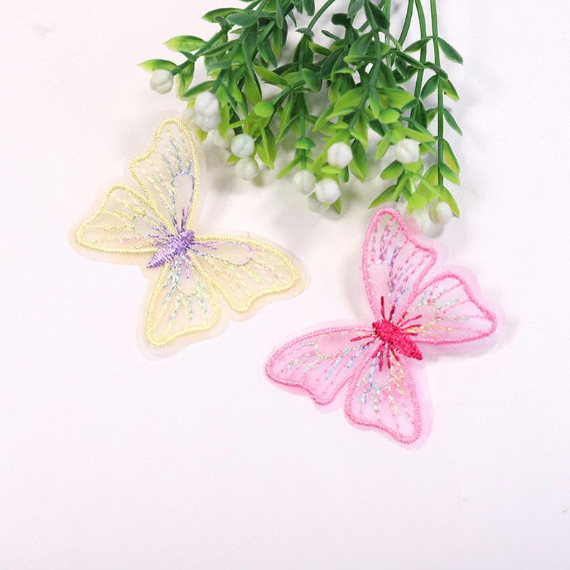Parches de Bordado 50 Parches Bordados de Mariposa 5 x 4 cm, Apliques Encaje for Planchar en Ropa, Grandes for Coser Vaqueros y Chaquetas(White)
