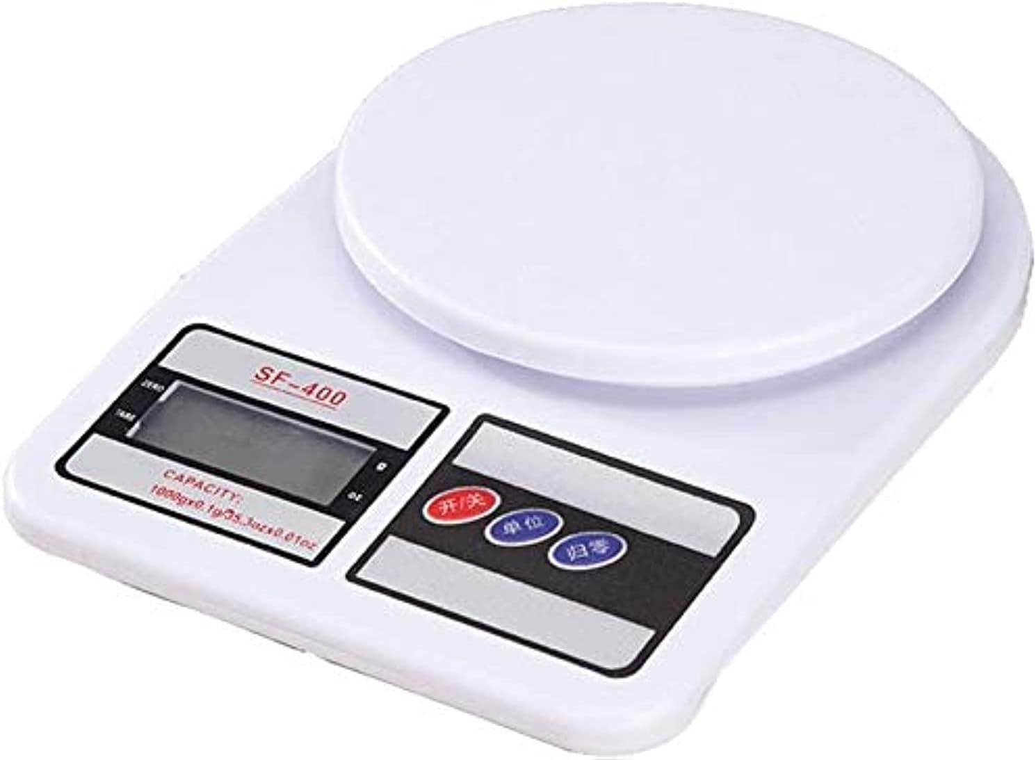Electronic Digital Kitchen Scale Multi- Function- Tare Option- SF-400 LCD Display-Grams &amp; Ounces 10000g353oz for Exact Measuring Cooking or Baking Ingredients WhitePlastic