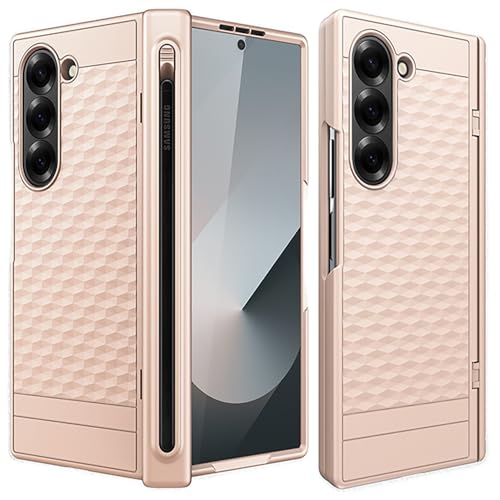 Image of Kapa Geometric S Pen Holder Hinge Protection Back Cover for Samsung Galaxy Z Fold6 / Fold 6 | Slim Shock Proof Case with Inbuilt Glass & S Pen Slot (Titanium)