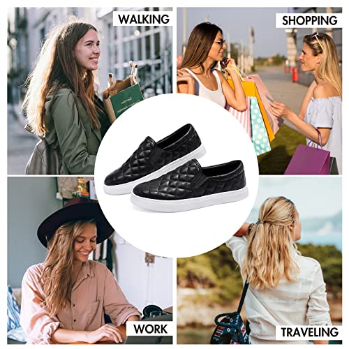Bayq Women's Loafers Slip On Sneakers Memory Foam Comfort Casual Sneakers For Women Black #TOP3
