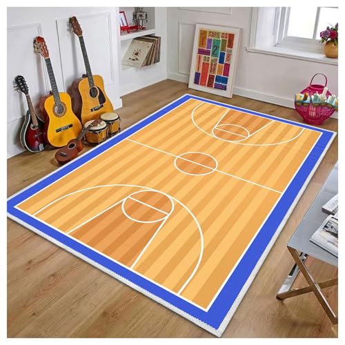 Kids Rug Basketball Court, Basketball Carpet for Boys Bedroom, Sports Theme Area Mat Soft Sport Carpet for Kids Room Decor, Non-Slip Washable Play Mat for Living Room(6.6×9.8ft/79×118in)