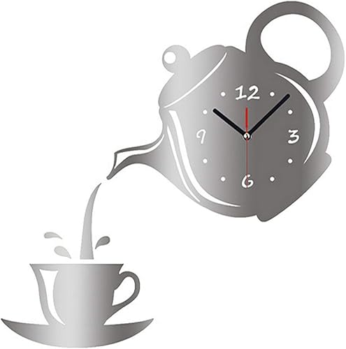 SDCM Creativo DIY Taza de acrílico para café tetera 3D DIY Reloj de pared decorativo cocina Relojes de salón pared comedor hogar Decoración reloj
