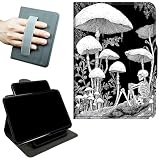 RWUTYTIUL Rotating Handle Case for Samsung Galaxy Tab S10 Plus 2024/S9 FE+/S9 Plus 12.4 Inch 2023, 360 Degree Swivel Kickstand with Magnetic Closure Shockproof Leather Protective Cover, Dark Mushroom