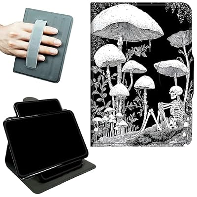RWUTYTIUL Rotating Handle Case for Samsung Galaxy Tab S10 Plus 2024/S9 FE+/S9 Plus 12.4 Inch 2023, 360 Degree Swivel Kickstand with Magnetic Closure Shockproof Leather Protective Cover, Dark Mushroom