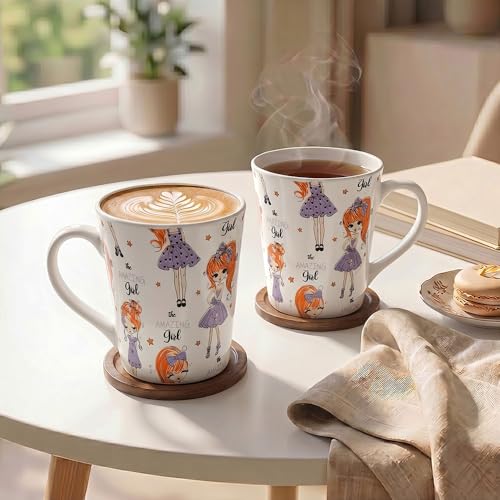 Image of U.P.C. U.P.C.Milk Mug Set of 2 | Ceramic & Bone China Coffee Milk Cups | Designer Printed Tea Coffee Mug Set | Large Capacity Milk Mugs | Microwave Safe Cup Set | Kitchen Drinkware Gift Set