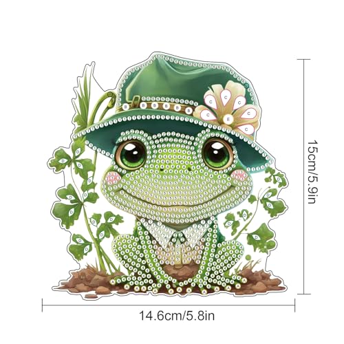 Image of AiYuanzsh Frog Diamond Painting Pendant Kit, 5D DIY Diamond Art Hanging Ornament with Chain, Paint by Number Acrylic Wall Decor, Craft Gift for Adults
