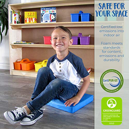 Image of Factory Direct Partners SoftScape 15 inch Square Classroom Floor Cushions with Handles; Flexible Seating for Daycare, Preschool, Playroom; 2 inch Thick Deluxe Foam (6-Piece) - Contemporary, 12228-CT