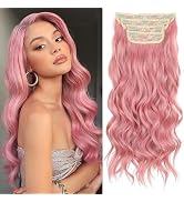 20 Inch Clip in Hair Extensions 4PCS Long Wavy Curly Hair Extensions Thick Hairpieces for Women S...