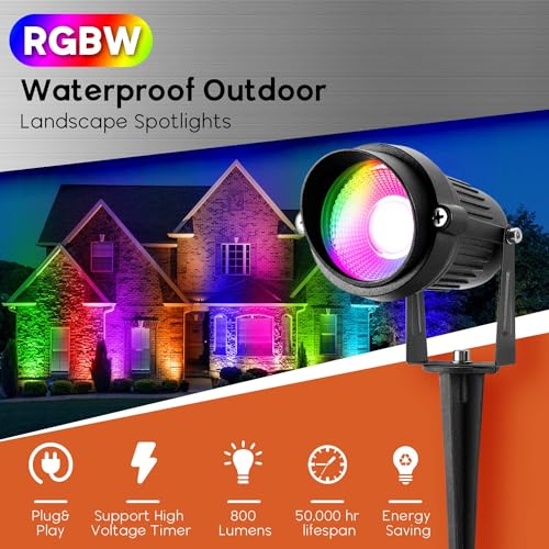 Image of Christmas Decorative RGB 12W Landscape Lights with Remote Control - Waterproof for Yard, Garden Path (4Pack)
