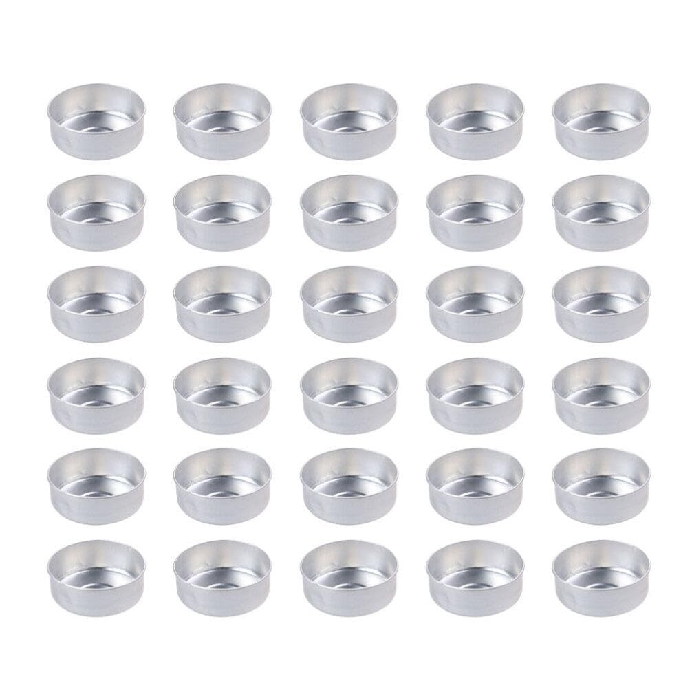 FOMIYES 200pcs Aluminum Tea Light Tins Bulk Clamshell Wax Melt Containers for DIY Scented Candle Making