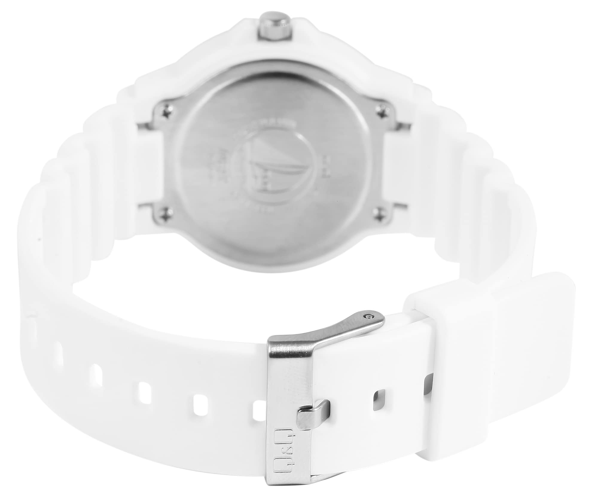 Q&Q V07A-003VY - Orologio da donna in silicone, 10 bar, analogico, al quarzo, colore: Bianco, bianco