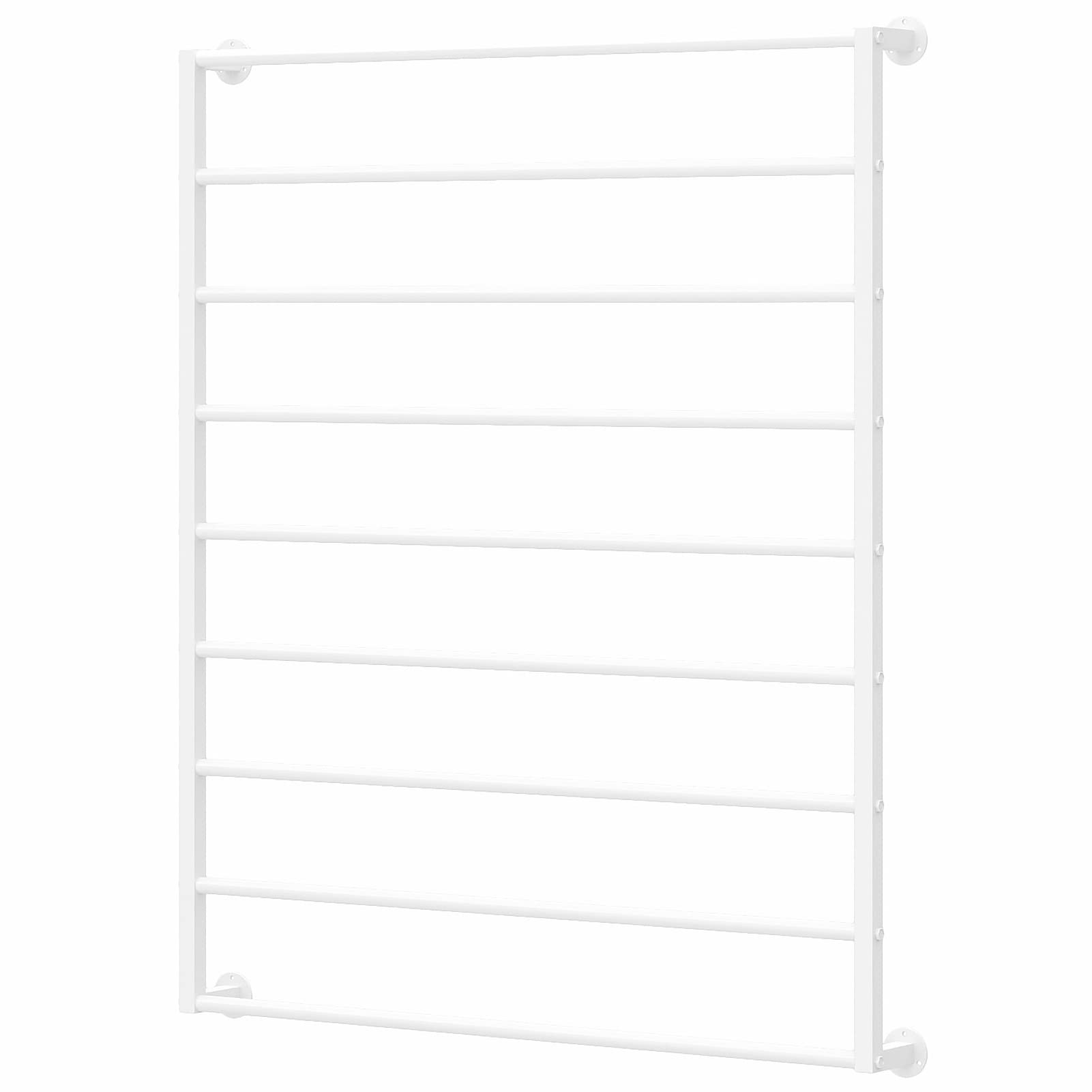 UWYTGF Wall Mount Scarf Holder with Removable Crossbar,9 Layer Shawl/Pants Collect Rack,for Bedroom/Retail Store/Closet,Black White Gold Heavy Duty Iron,White,Length,120Cm/47.2In