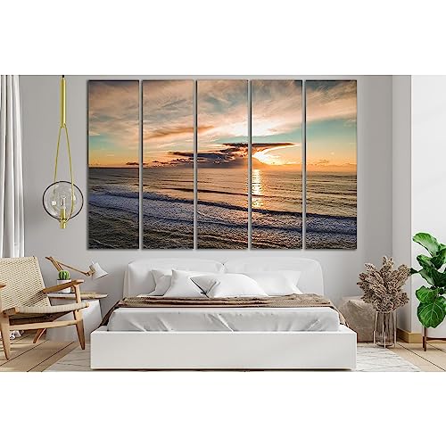 Impression sur toile Ocean Sunset décoration murale triptyque paysage marin - 3