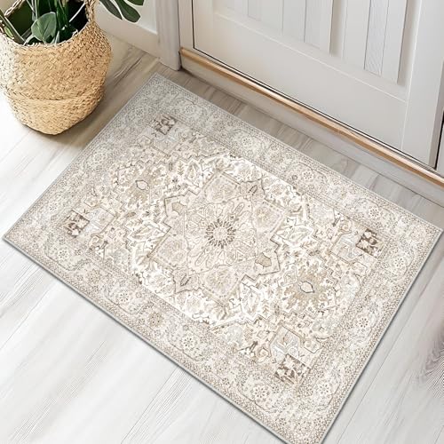 Tapete decorativo 2x3 ligero y lavable beige miniatura 5