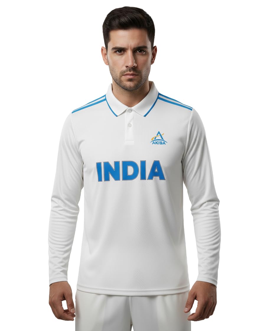 akiba Indian Cricket Test Team Full-Sleeve Polo T-Shirt for Men/Women-picture-30