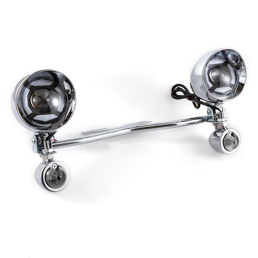 Faro adicional para motocicleta de 3,94'' luz de conducción, faro antiniebla, intermitente con soporte para Cruiser Custom Shadow Spirit VT400 750 1100 VTX1300 1800 STEED (Carcasa blanca)