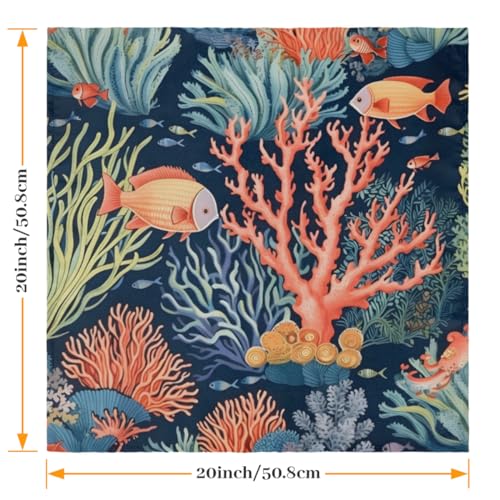 Servilletas de tela Coral Fish set x6 50.5x50.5 cm miniatura 2
