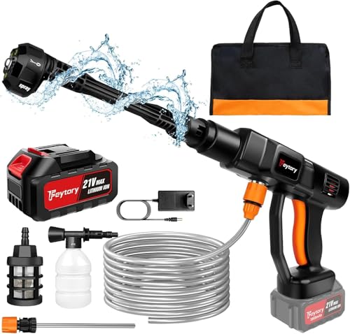 Idropulitrice a Batteria 45bar 652PSI, Ugelli 6 in 1, 3000mAh