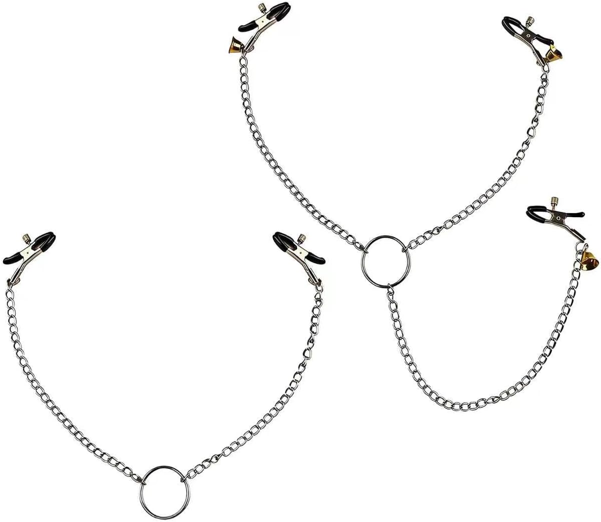 2 PCS Adjustable Stainless Steel Body Chain – Non-Piercing Clip-On Body Jewelry for Women, Includes 2-Head & 3-Head Styles
