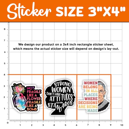Image of MAIANEY (3 Pcs) Strong Women Affimation Feminist Stickers Womens Rights Stickers Not Fragile Like A Flower Women's History Month Gifts Women's Day Gifts Decorations Laptop Water Bottle Phone Window