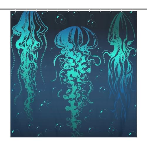 Rideau de douche polyester méduse abstraite 183x183 avec crochets