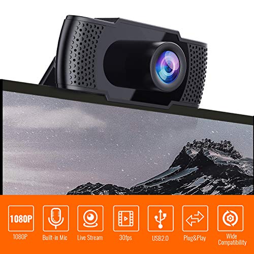 Webcam with Microphone - Full 1080P HD PC Webcam Portable Compatible with Most of Device & App, Plug and Play Webcam for Online Class Online Conferencing Streaming Laptop Desktop USB 2.0 Web Camera - Thumbnail 6
