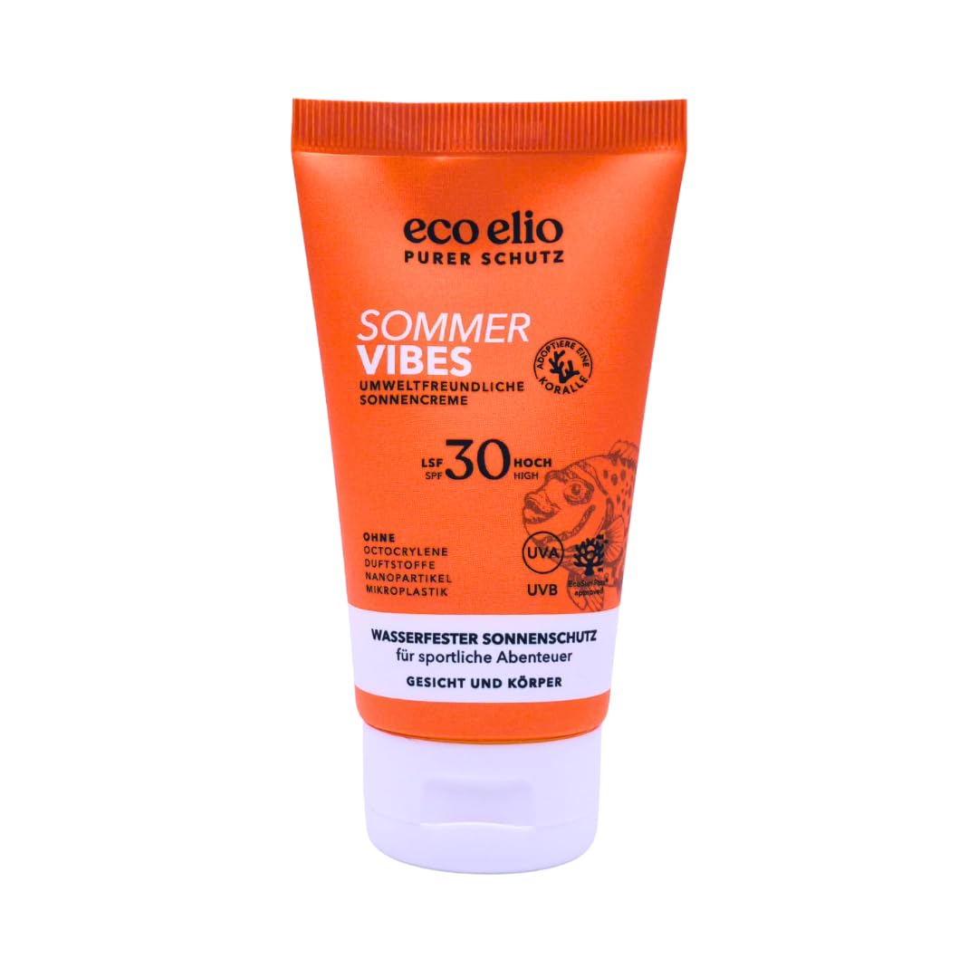 eco elio Sommer Vibes LSF 50, 3x 75 ml I Wasserfeste Sonnencreme mit 5 % Dexpanthenol I Für Sport, Schwimmen & Outdoor I Nicht fettend, ohne Duftstoffe I Spar-Set plus Pharma Perle give-away