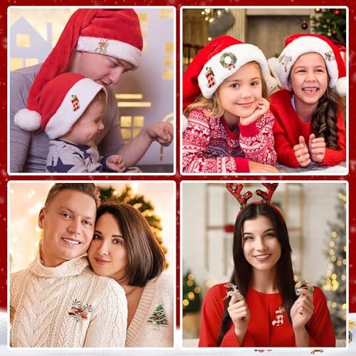 Image of 6Pcs Rhinestone Christmas Pins and Brooches for Women